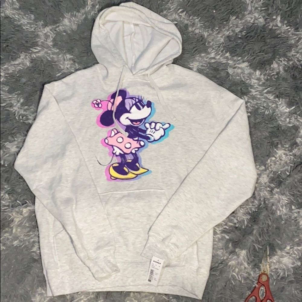 Disney Mickey Mouse grey Hoodie Size XS NWT big retro Minnie on chest